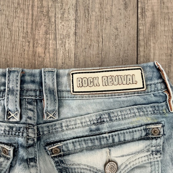 Rock Revival Jeans Bleach Wash Distressed Frayed Hem Denim Size 28 - Picture 11 of 11